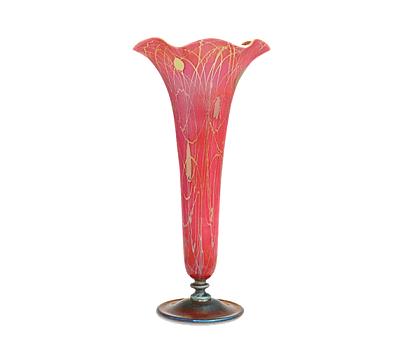 Steuben Red Aurene Footed Floriform Vase